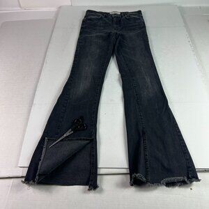 Free People Jeans Women's 26x30* Flare Skinny Black Raw Split Hem Denim Tag 27R